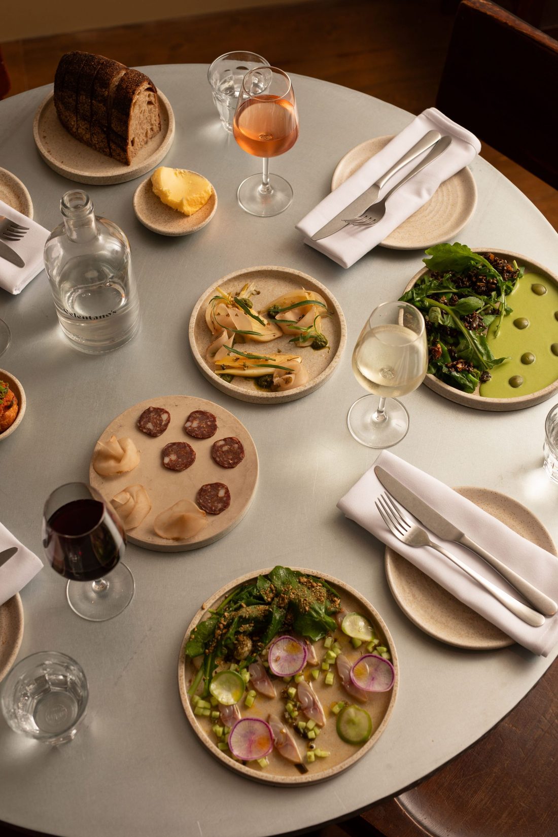 Snacks on a zinc-topped table at Celentano&rsquo;s